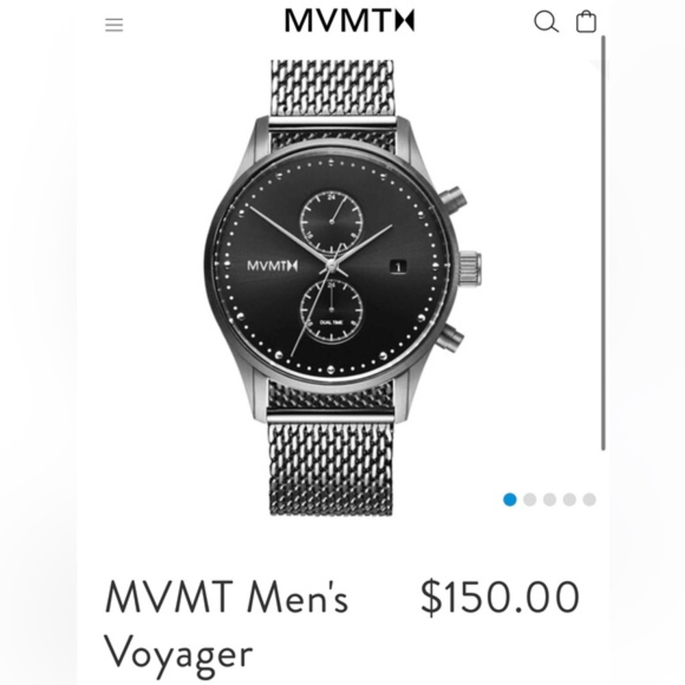 MVMT Men's Voyager‎ Stainless Steel Watch - Black Dial - Mesh Band